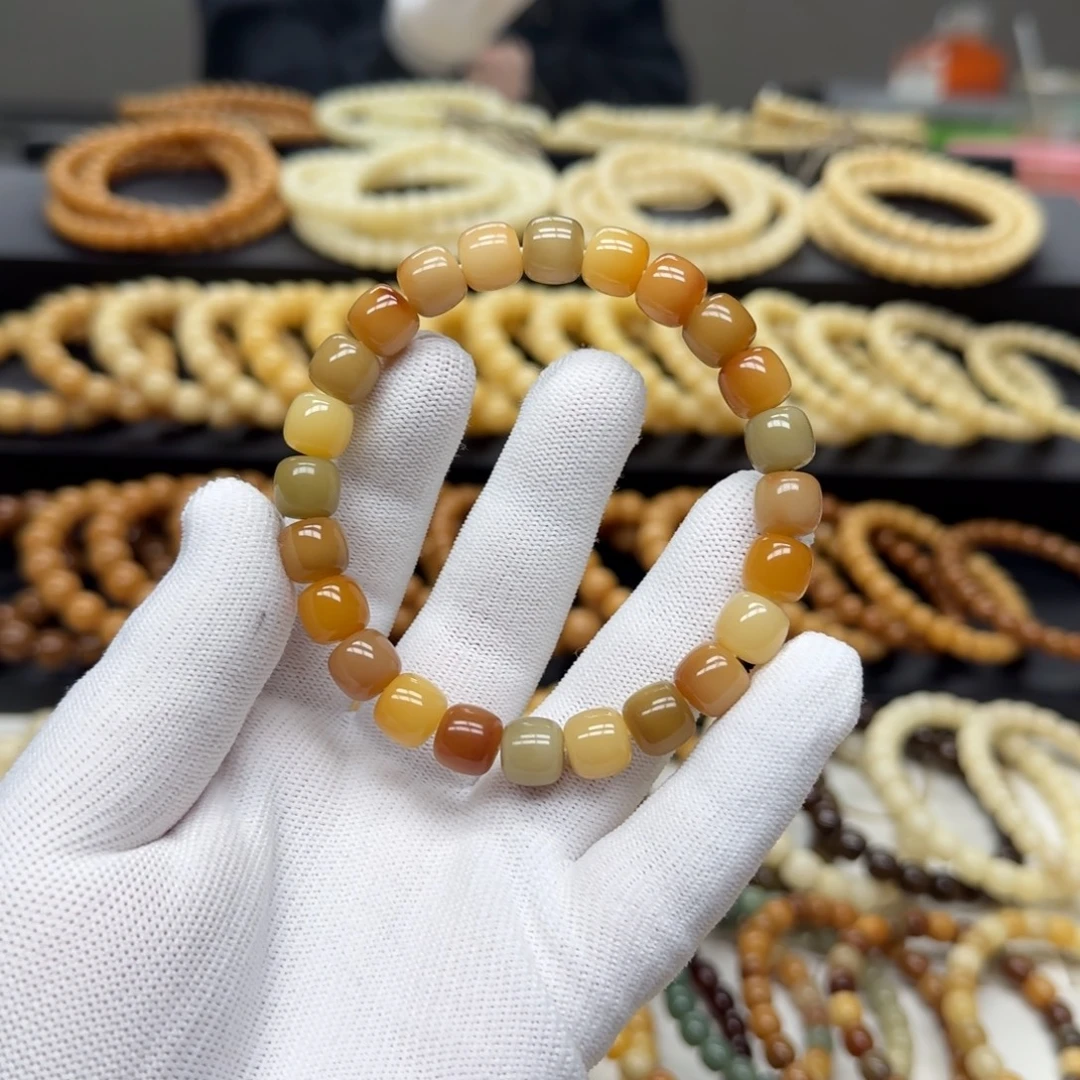 手串菩提根/象牙果9×10 5年 花皮多宝 鬼工