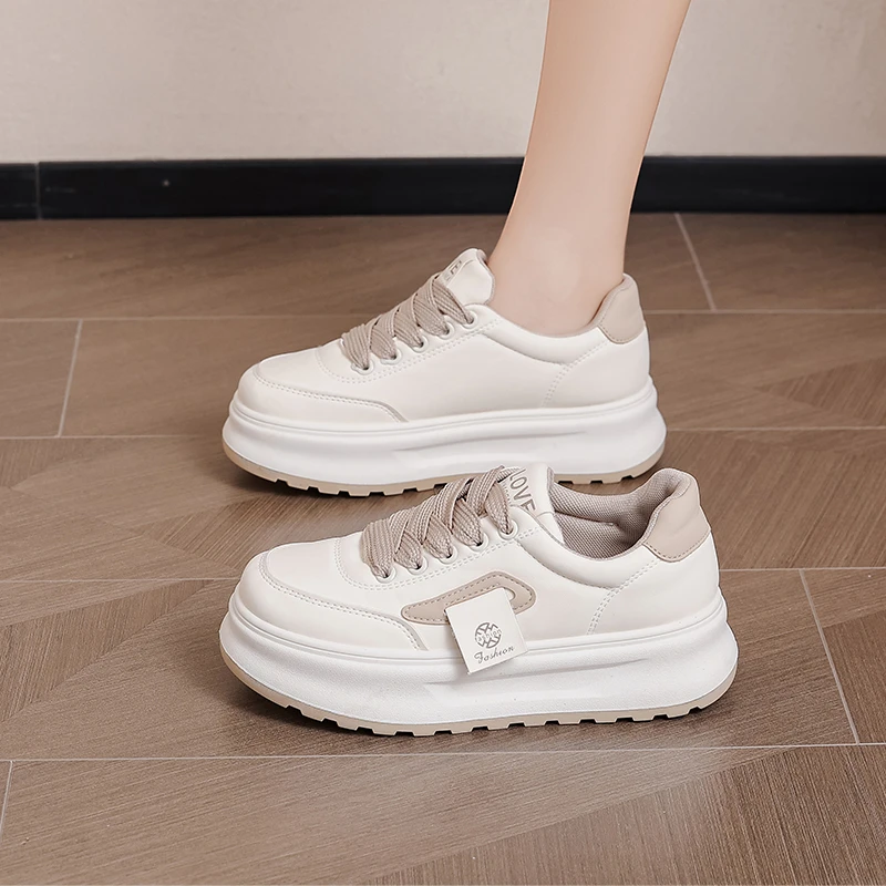 2025年春季新款小白鞋休闲轻便板鞋厚底时尚女鞋ins韩版百搭518