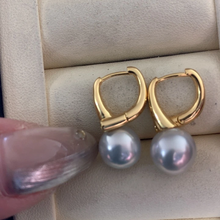 银S925镶嵌耳饰海水珍珠