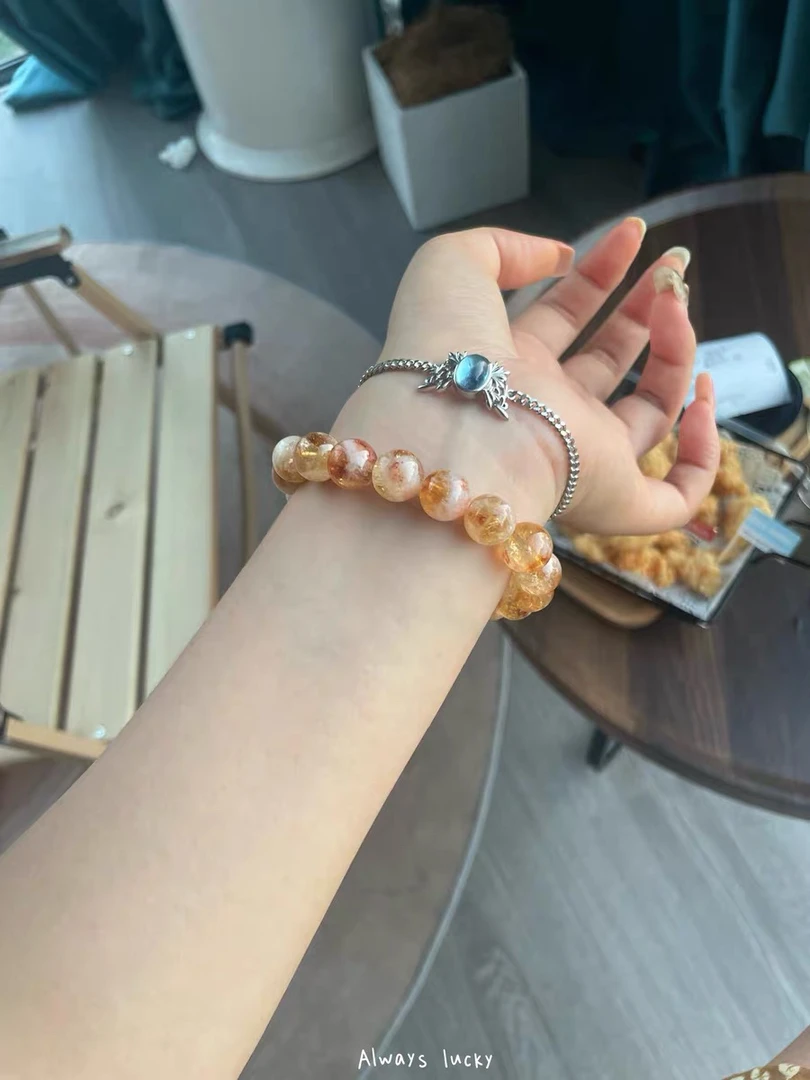 FJK福利天然水晶喜马拉雅胶花黄阿赛换货塔晶手串10毫米