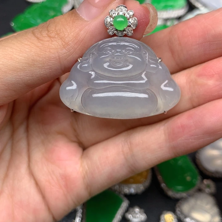 吊坠(不含链)18K金镶嵌翡翠