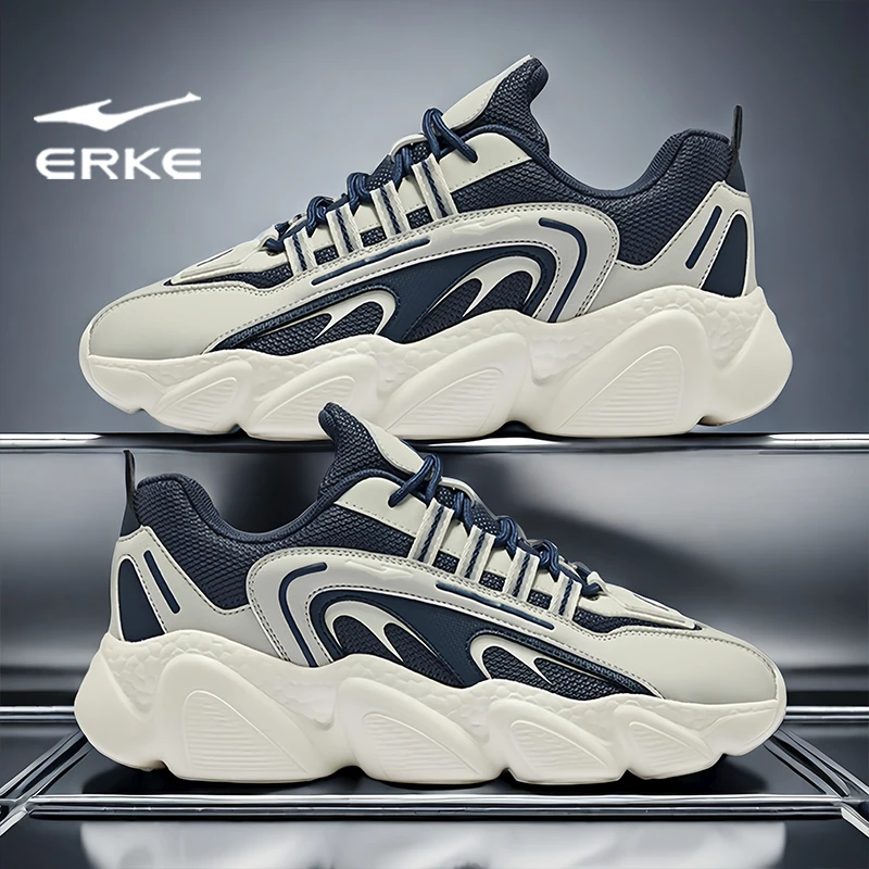 鸿星尔克男鞋2025秋冬新款厚底缓震运动鞋男款轻便软弹时尚老爹鞋