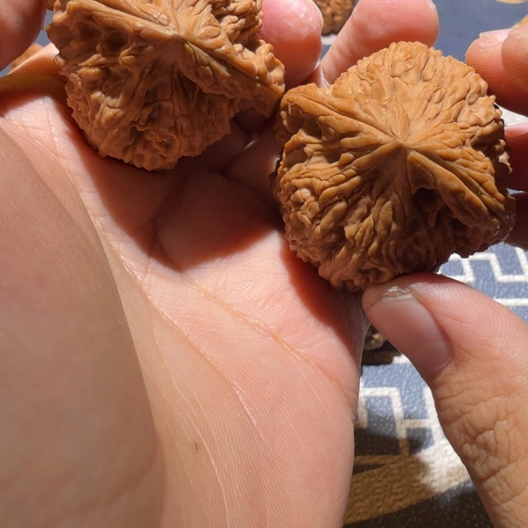 擞***抖文玩核桃把件三角南疆