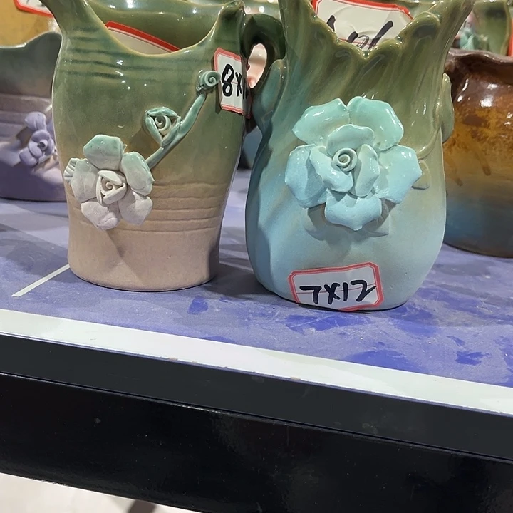 瓷片花盆捏花多肉工艺品