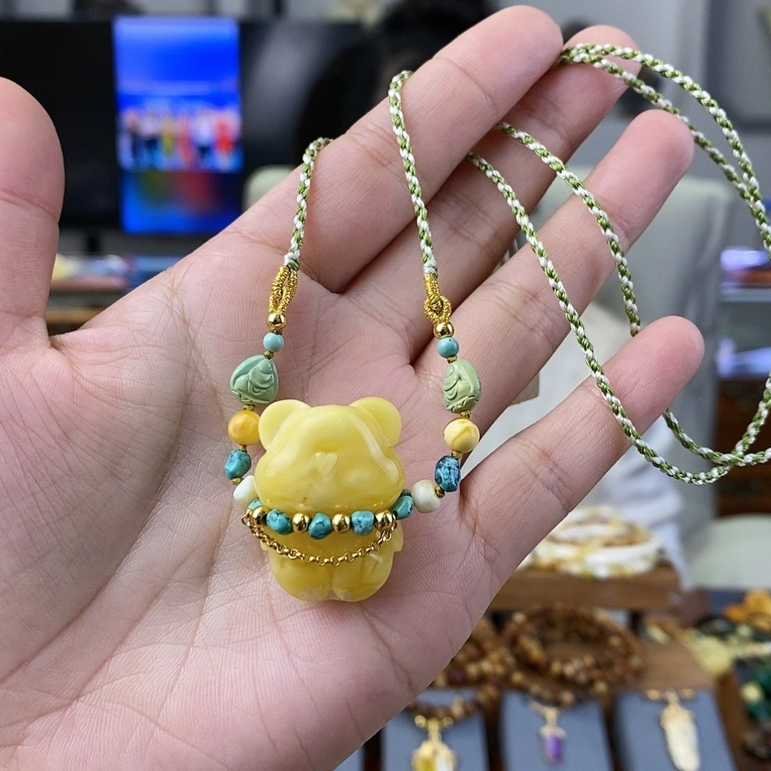 蜜蜡珠宝奇石未镶嵌蜜蜡小熊