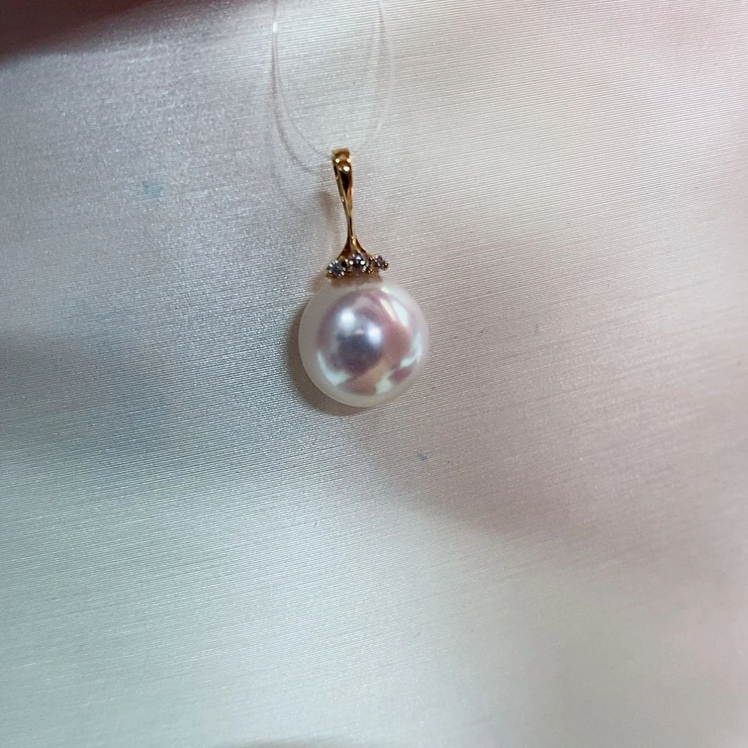 吊坠(不含链)18K金镶嵌海水珍珠8.5-9