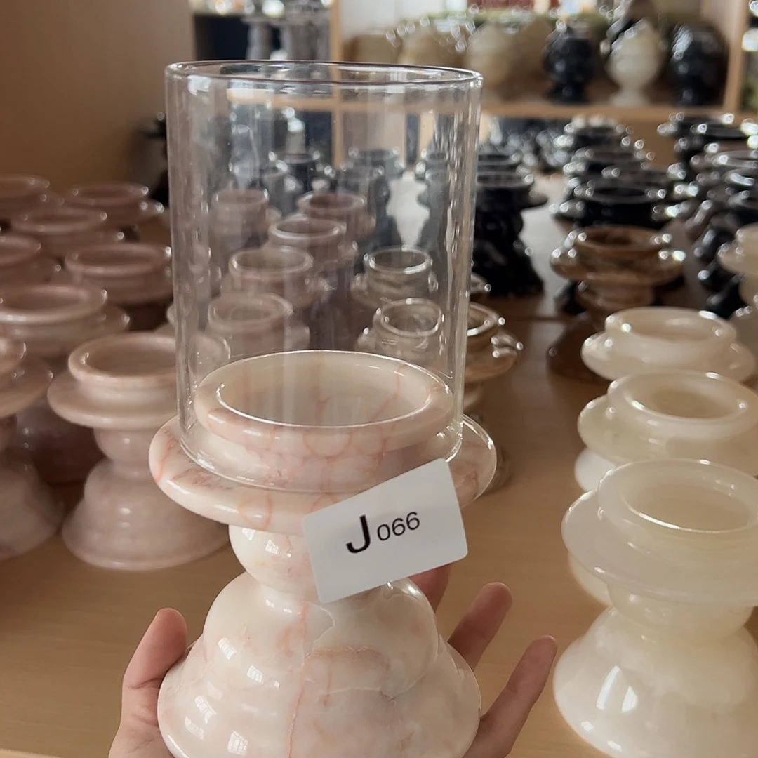 石材J066四季粉烛台笔筒