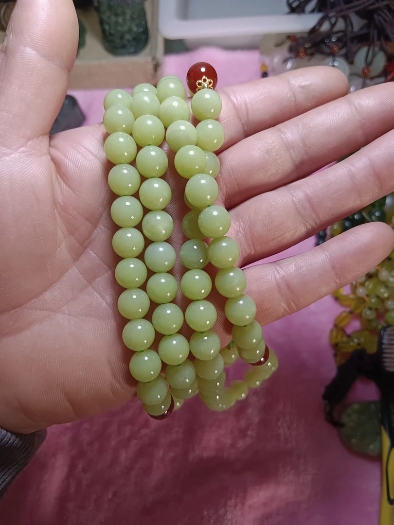 纯天然和田玉108粒毛衣链吊坠时尚