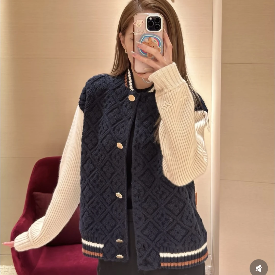 未使用 LouisVuitton/路易威登 26蓝白羊毛羊绒外套 M码 GM006204