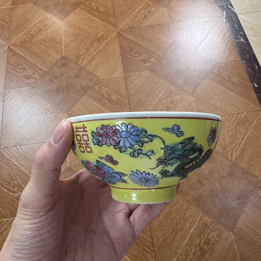 FLP0462粉彩万花双龙瓜碟饭碗