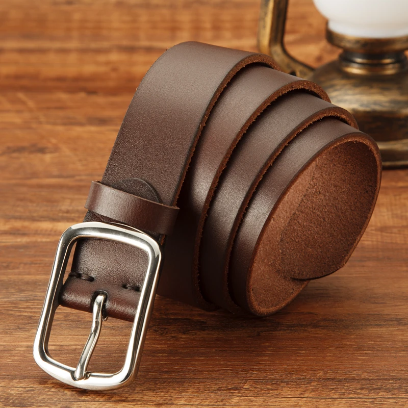 男士皮带真皮正品不锈钢针扣头层牛皮腰带真皮休闲百搭牛仔裤皮带