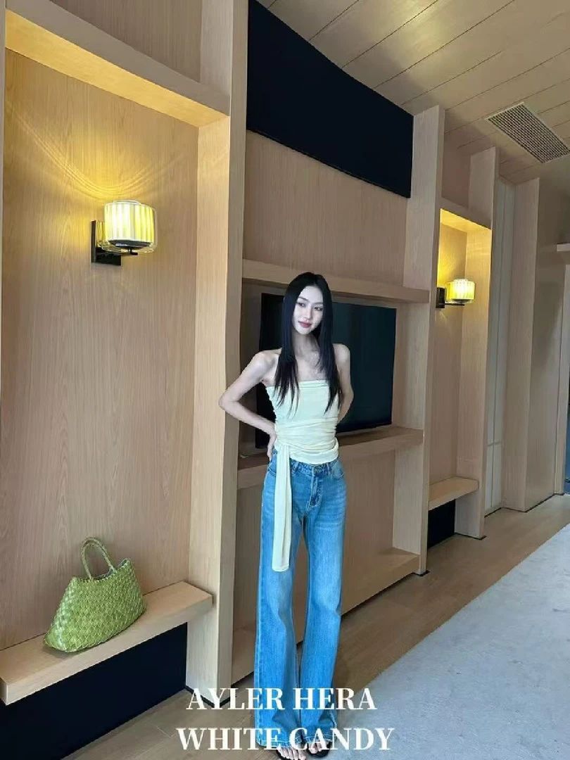 赫拉（9020#福）微喇百搭通勤显瘦牛仔裤（腰围66 裤长107）