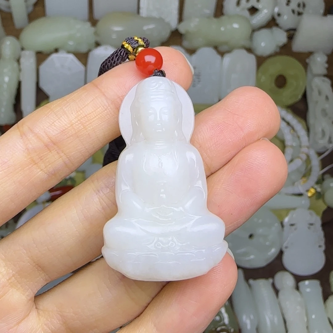 和田玉未镶嵌挂件观音