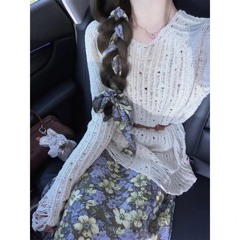 早秋装搭配一整套时尚碎花吊带连衣裙子女夏季长裙2025新款套装裙