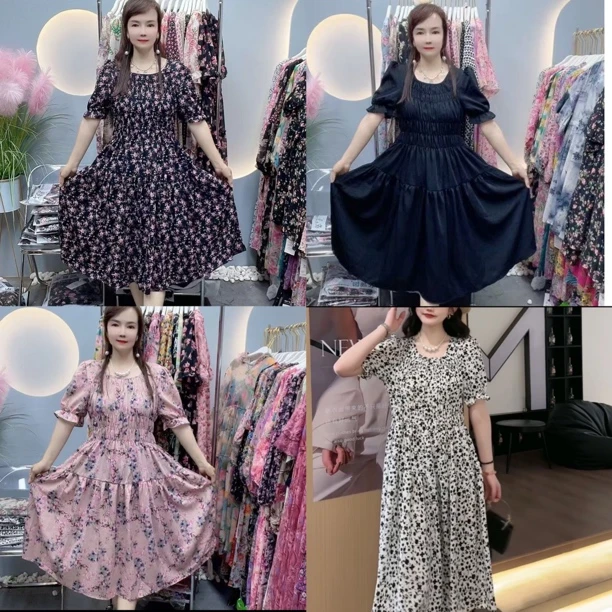 夏季大码遮肉显瘦碎花连衣裙