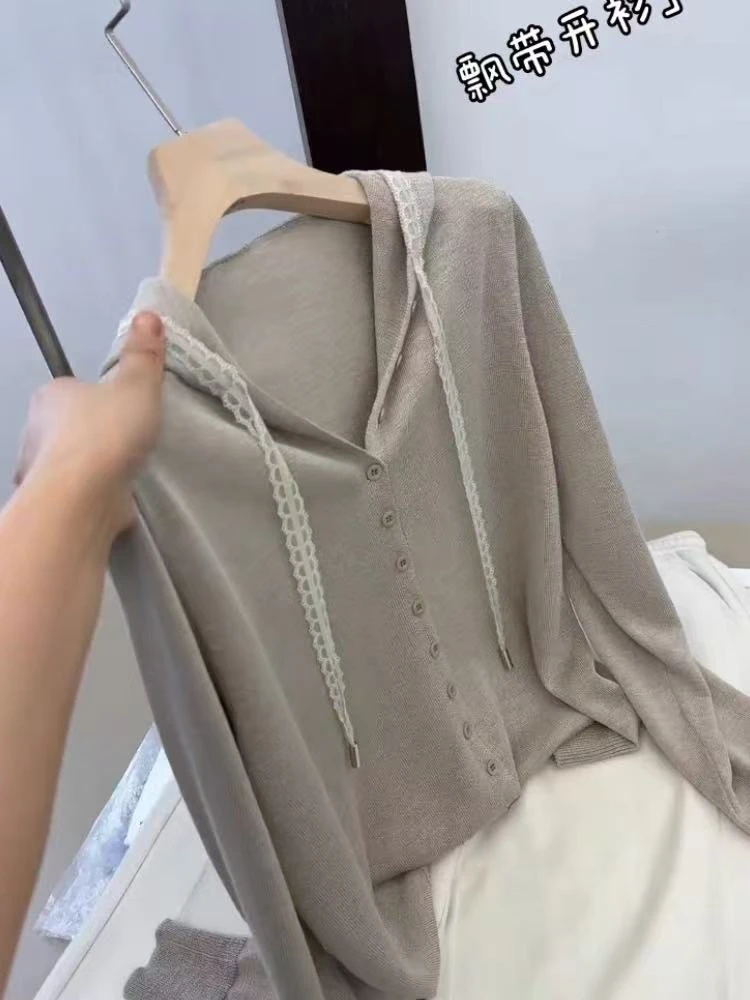 （玉姐家）秋季新款显瘦百搭可防晒连帽开衫f1449 J6064