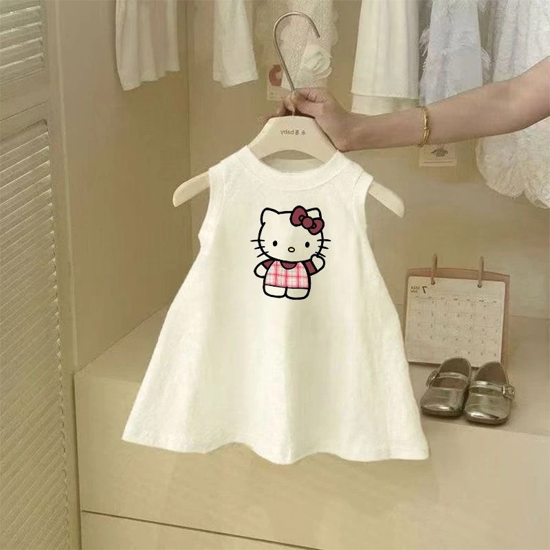 女童纯棉背心连衣裙2025夏季新款宝宝儿童印花卡通可爱女宝公主裙