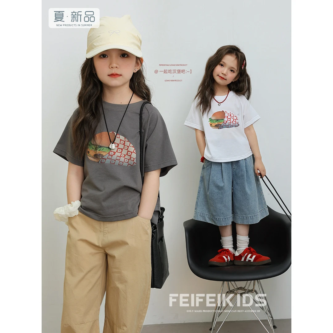 女童2025夏季新款中大童洋气印花儿童短袖T恤J52G2107