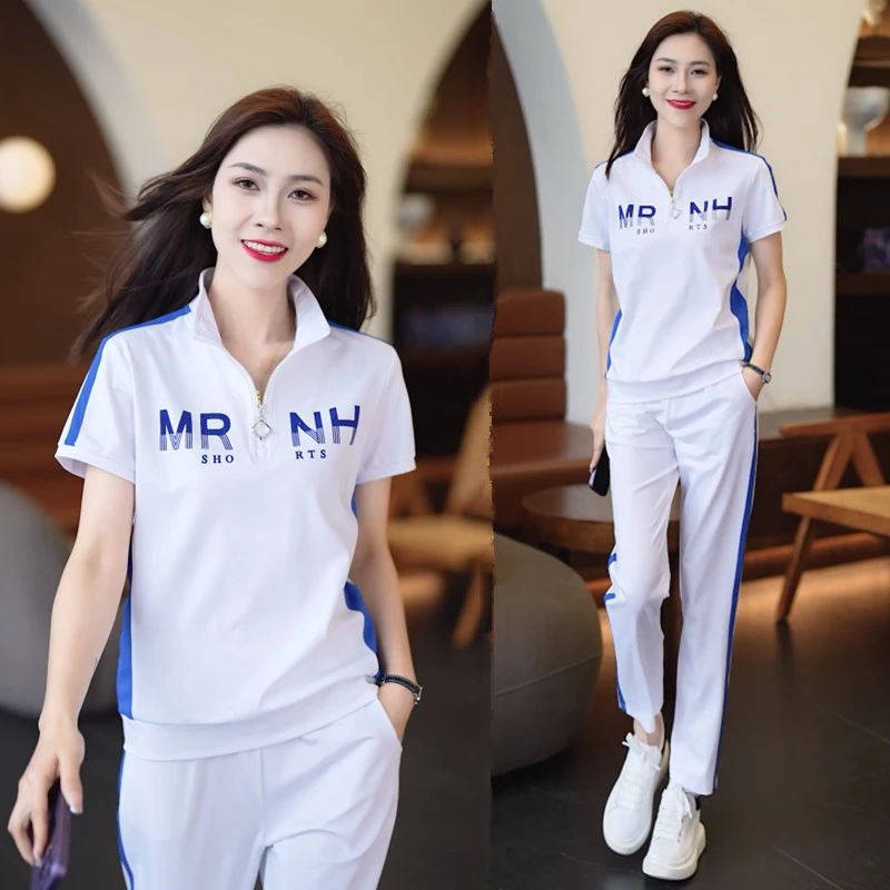 休闲运动套装广场舞两件套夏季时尚减龄韩版洋气显瘦女士大码气质