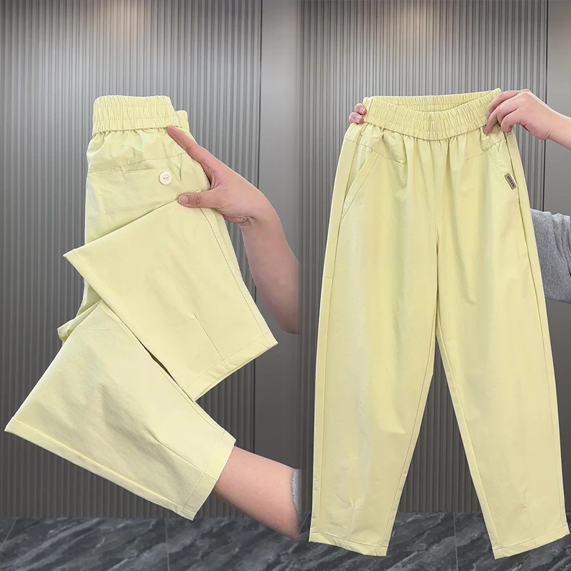 夏季新款薄款透气九分裤女裤宽松显瘦哈伦裤高腰显瘦速干裤空调裤