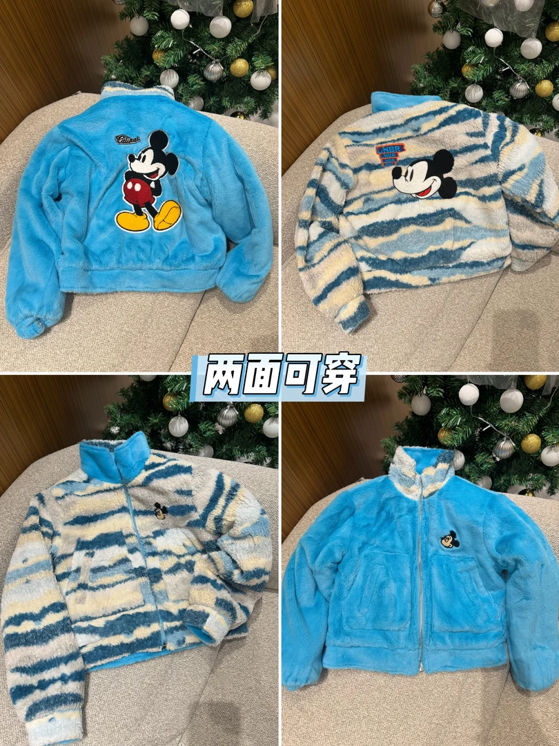 h5852 CC推荐 两面可穿卡通加绒加厚立领外套