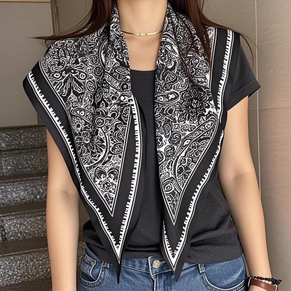 千鸟格成人薄款女格子不起球丝巾潮流多功能气质百搭