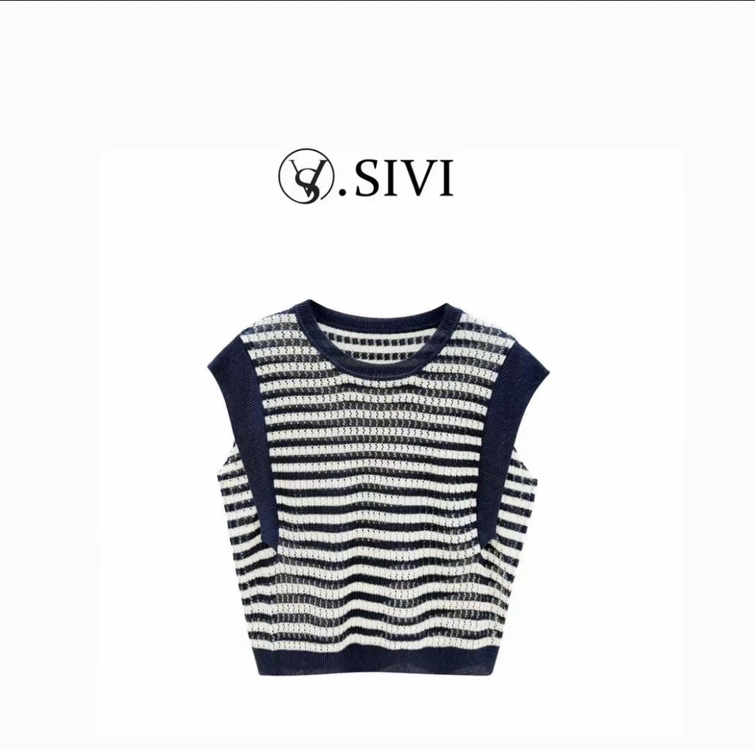 【现货现发】2025夏季新款时尚气质休闲毛衣上衣无袖薄款针织衫上衣