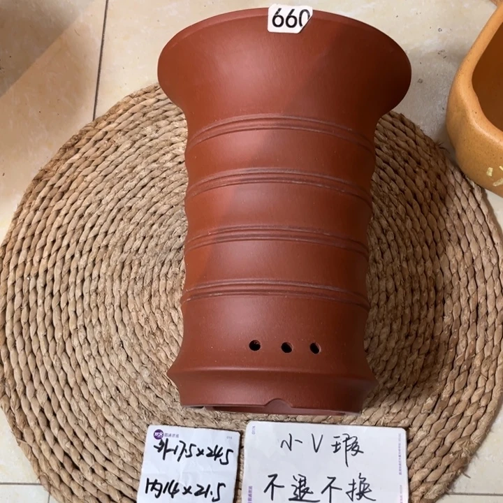 紫砂花盆  微瑕清水竹节660