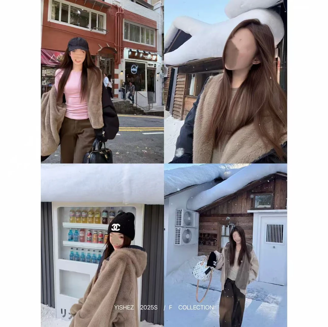 “复古大女主”2025年新款宽松两面穿毛毛外套