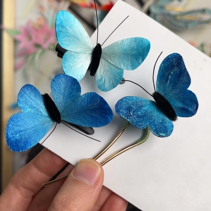 蝴蝶蓝色发簪发夹17