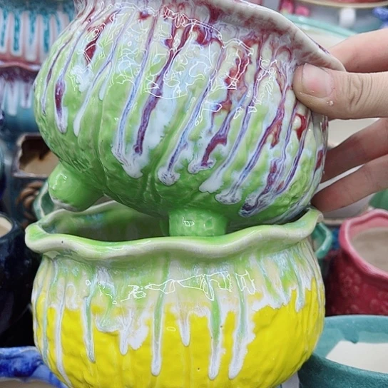 多肉绿植陶瓷花盆9.9包邮，有空