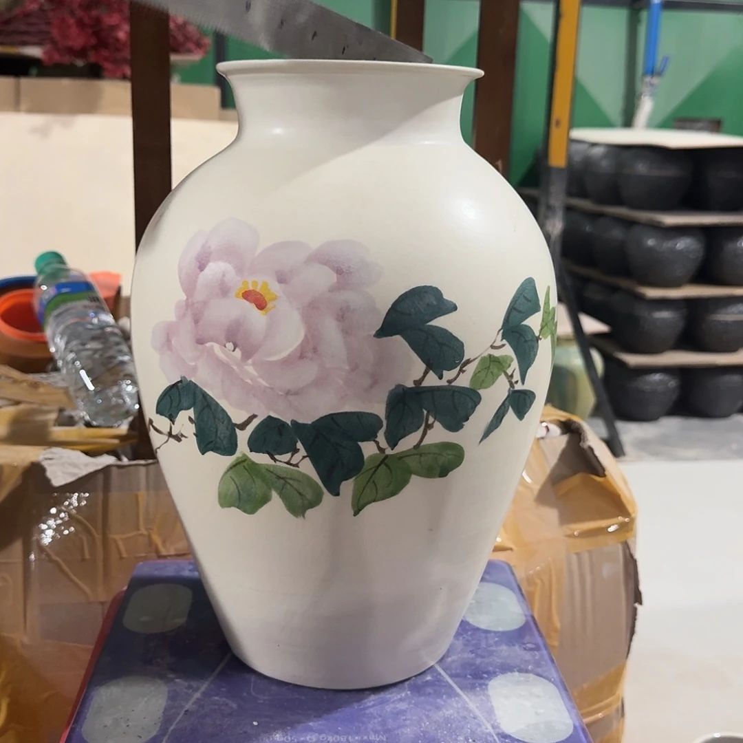 景德镇陶瓷手绘花瓶高33口12