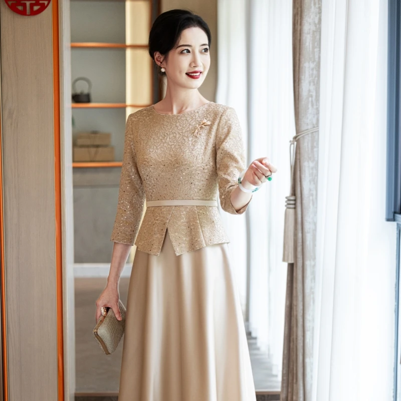 40-50岁喜婆婆衣服2025新款爆款妈妈丈母娘婚宴日常也能穿的礼服