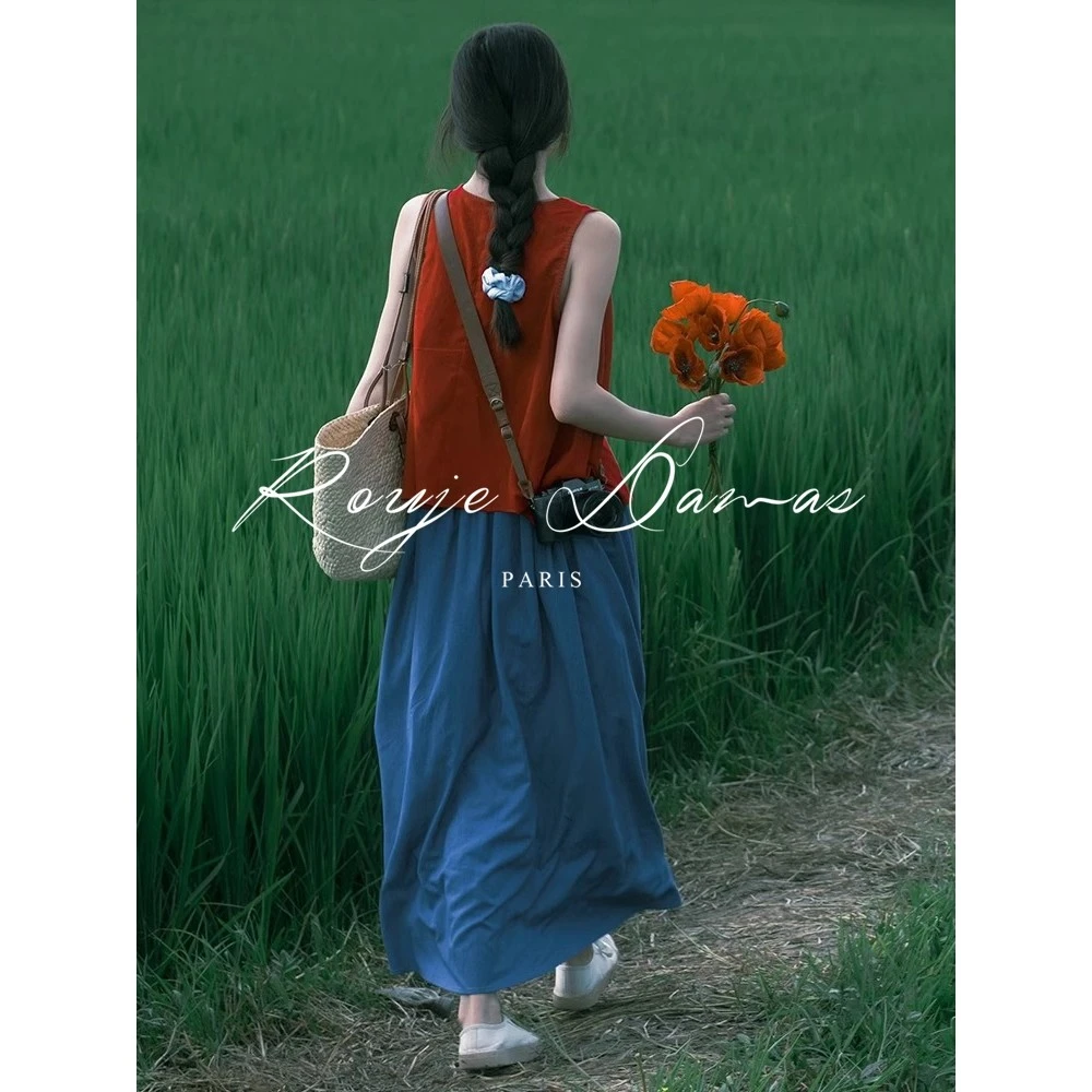 时尚搭配一整套多巴胺出游穿搭森系套装连衣裙子