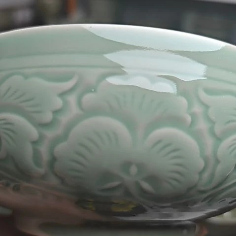 耀州窑十年老泥料缠枝牡丹大碗一对