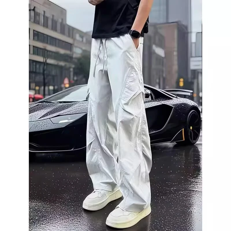 美式潮牌工装裤男夏季薄款透气速干裤褶皱徒步伞兵冲锋裤休闲长裤