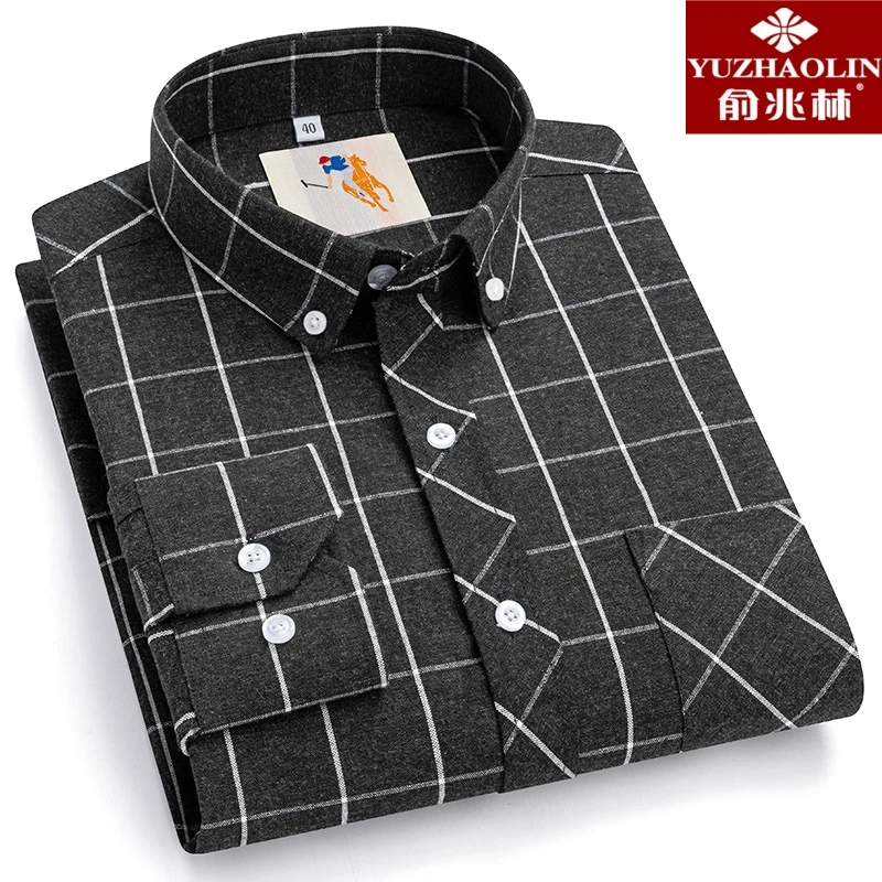 YUZHAOLIN/俞兆林男纯棉长袖休闲商务时尚通勤职业春秋季高档衬衣