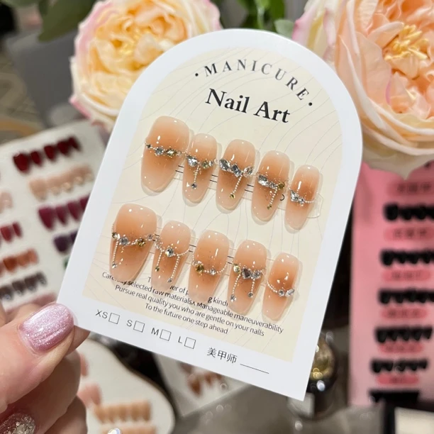 【波光粼粼】法式碎钻清冷千金成品美甲可拆高级感纯手工穿戴甲