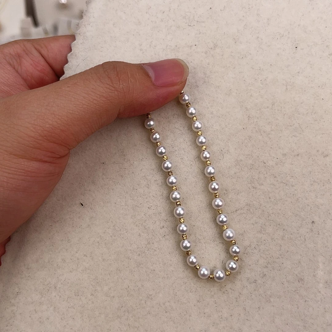 淡水珍珠手绳18K金镶嵌