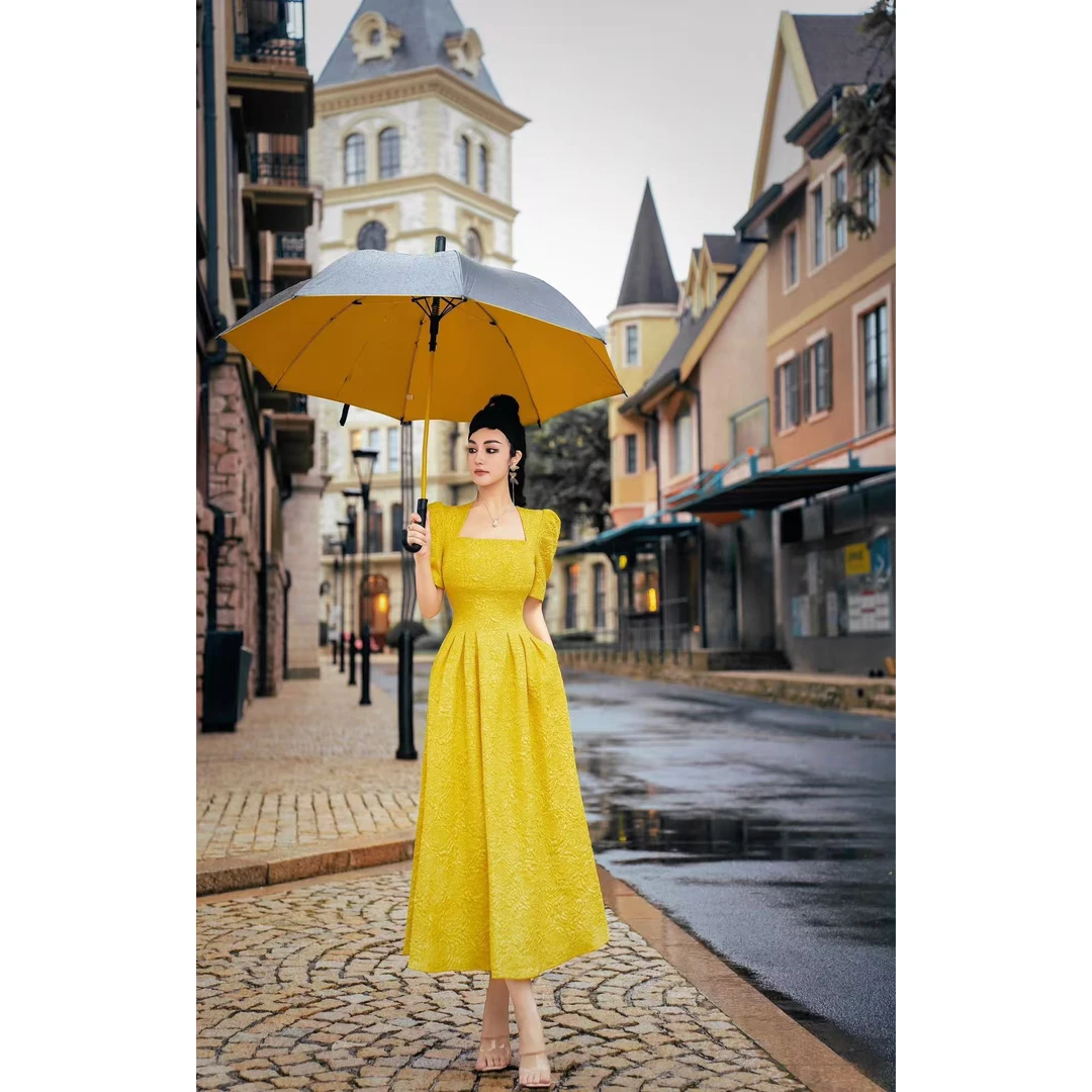 【星姐推荐】星原创高级定制【金葵倚栏】设计师款轻奢气质连衣裙