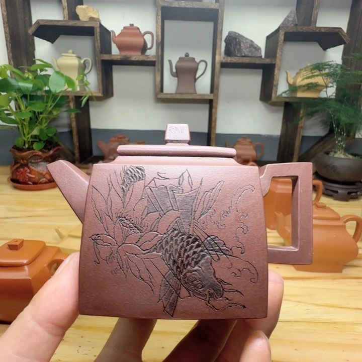 紫泥壶半手工紫泥方壶