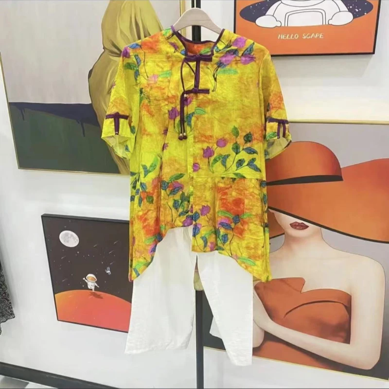 A031时尚套装洋气中老年女装夏季短袖小衫两件套L8