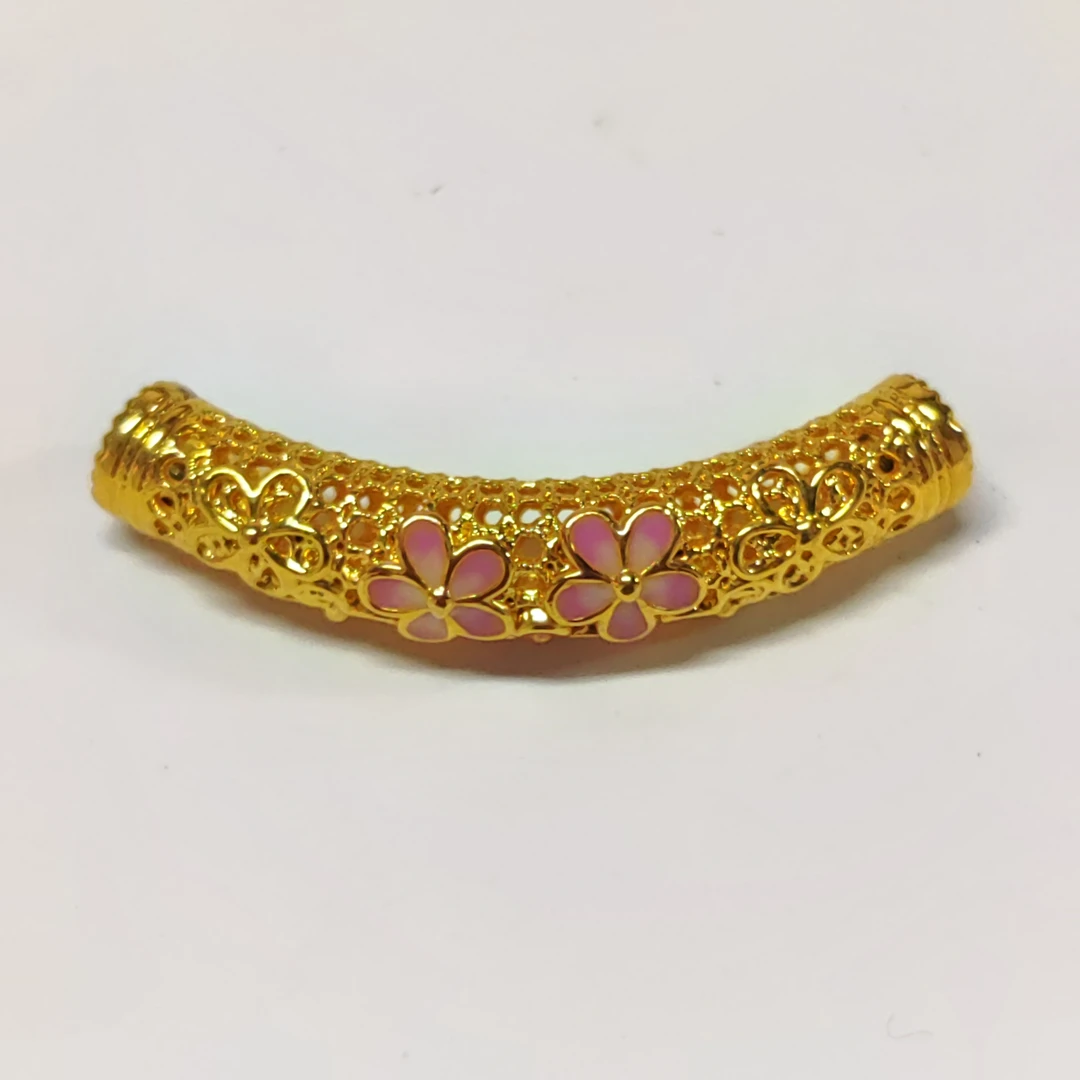 足金饰品/珐琅桃花弯管/0.83/1B5G0211/K