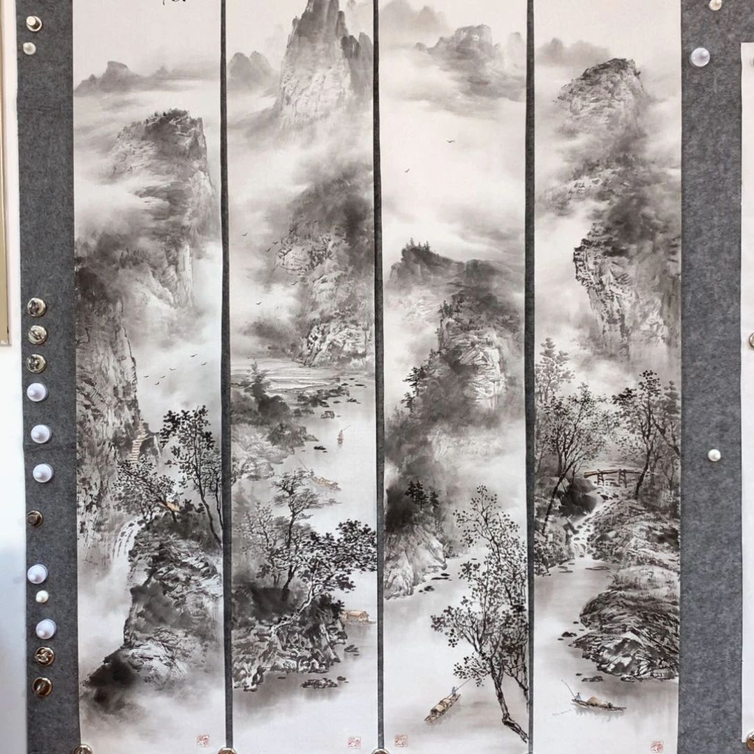 白***白国画山水作品写意