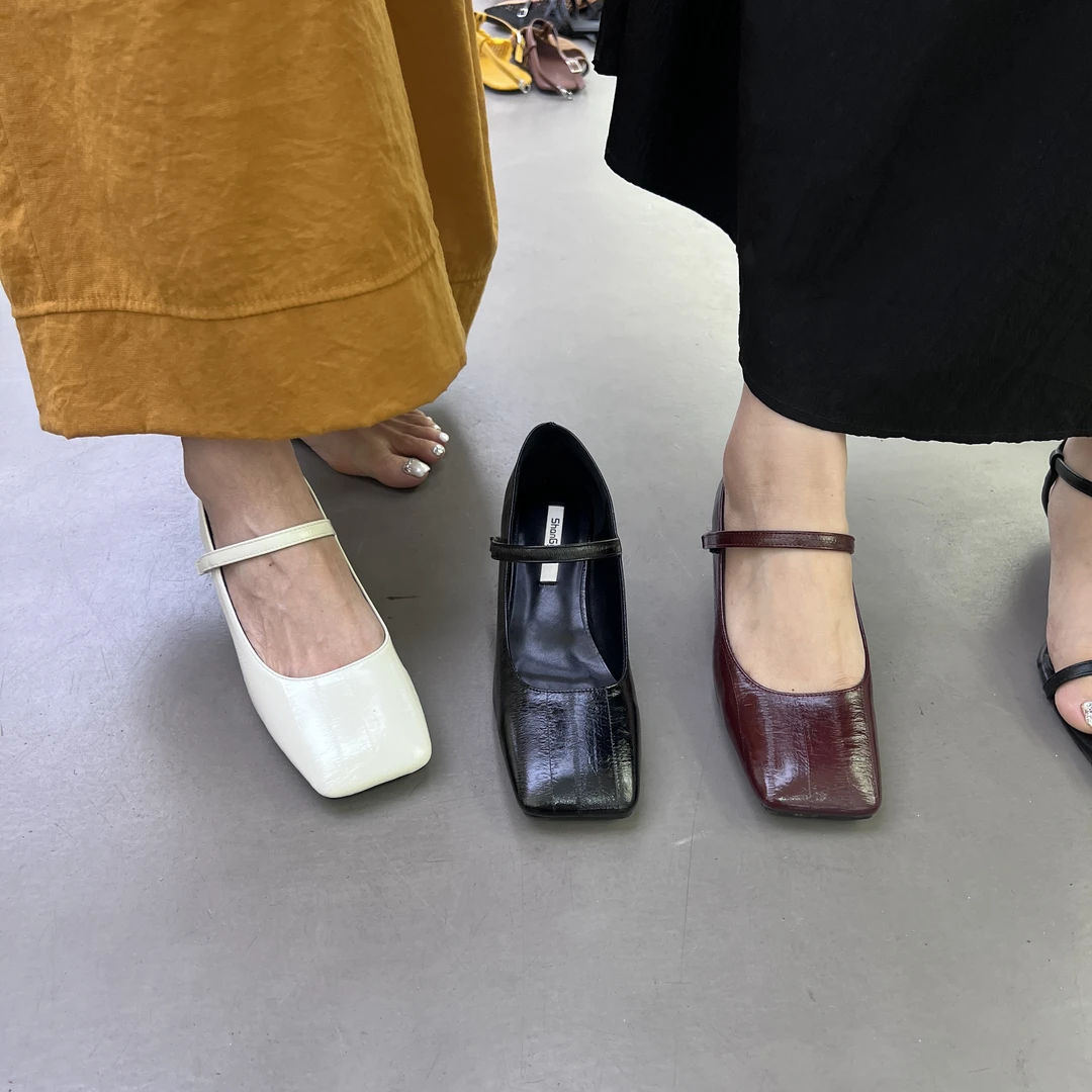 8886-9新款春夏季法式时尚休闲百搭方头中跟半拖女鞋