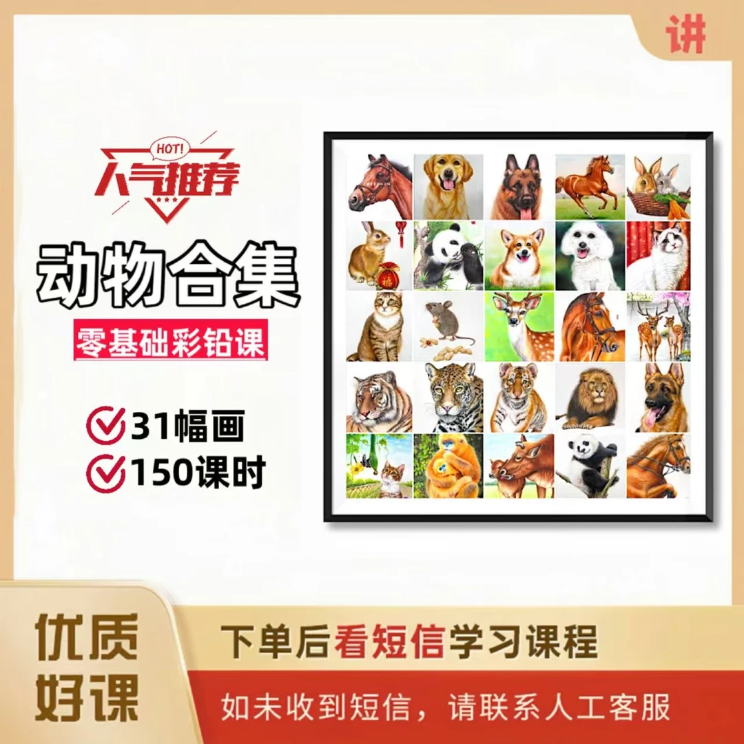 《动物合集》零基础彩铅画教程（多幅画教程合集）