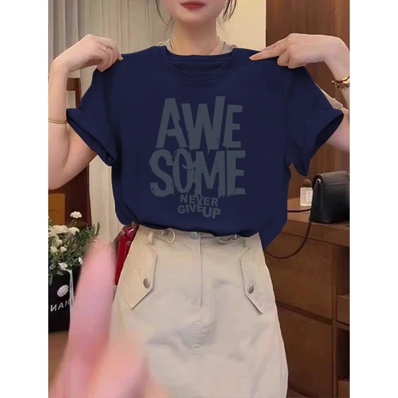 夏季薄款2025年新款正肩纯棉短袖t恤女百搭洋气显瘦上衣打底衫潮