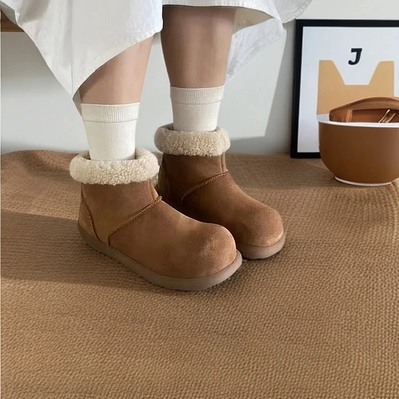 【女款大土豆】新款皮毛一体女高帮雪地靴厚底包头拖鞋百搭防滑增高