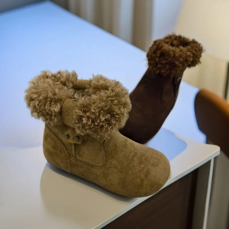 908沃棉鞋纯色休闲冬季休闲风拼色雪地靴