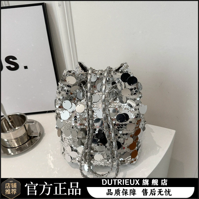 今年流行亮片小众设计包包2025网红女包百搭链条斜挎包单肩水桶包